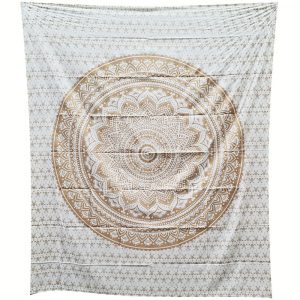 Mandala White Gold Tapestry